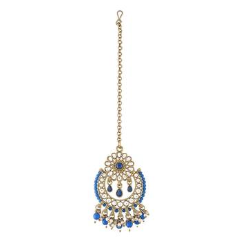 Traditional Kundan & Pearl Studded Maang Tikka For Women  2