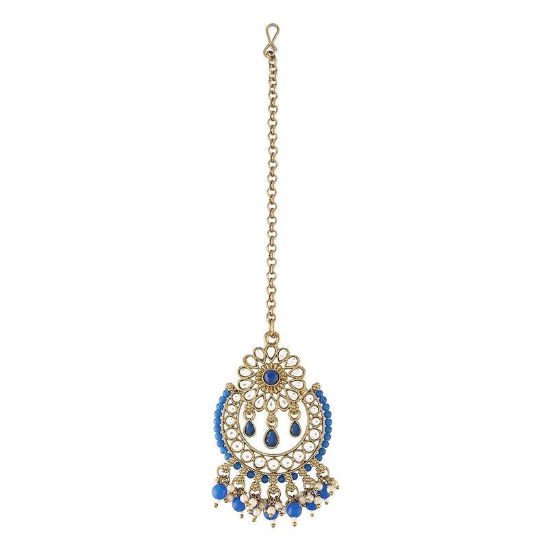 Traditional Kundan & Pearl Studded Maang Tikka For Women 