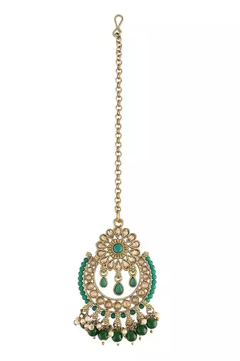 Traditional Kundan & Pearl Studded Maang Tikka For Women 