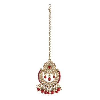 Traditional Kundan & Pearl Studded Maang Tikka For Women (T4001M) 2