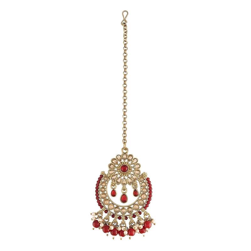 Traditional Kundan & Pearl Studded Maang Tikka For Women (T4001M)