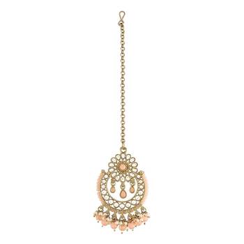  Traditional Kundan & Pearl Studded Maang Tikka For Women  2