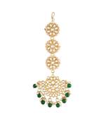 Matte Finish Traditional Pearls Kundan Studded Maang Tikka For Women   