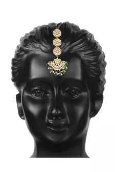 Matte Finish Traditional Pearls Kundan Studded Maang Tikka For Women   