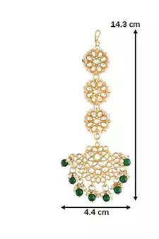 Matte Finish Traditional Pearls Kundan Studded Maang Tikka For Women   