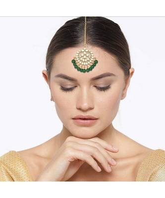 Traditional Kundan Studded with Pearls Maang Tikka for Women    1