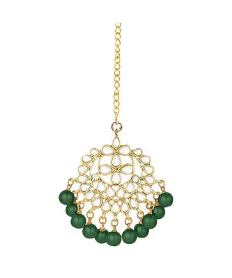 Traditional Kundan Studded with Pearls Maang Tikka for Women    2