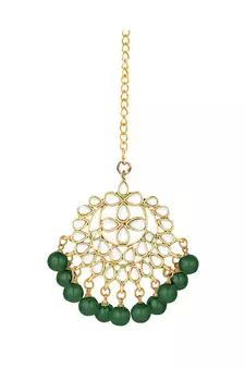 Traditional Kundan Studded with Pearls Maang Tikka for Women   