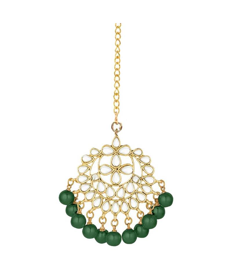 Traditional Kundan Studded with Pearls Maang Tikka for Women   