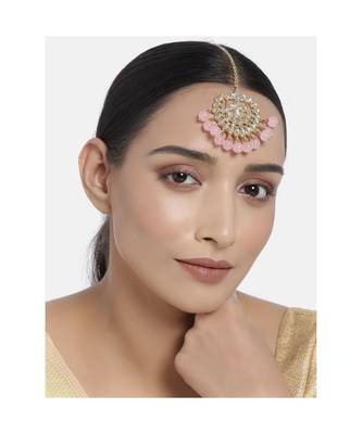 Traditional Kundan Studded with Pearls Maang Tikka for Women    1