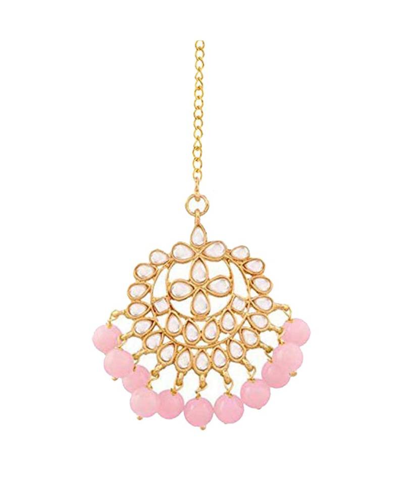 Traditional Kundan Studded with Pearls Maang Tikka for Women   