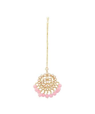 Traditional Kundan Studded with Pearls Maang Tikka for Women    3