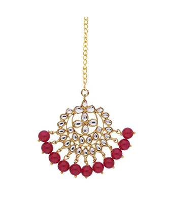 Traditional Kundan Studded with Pearls Maang Tikka for Women    2