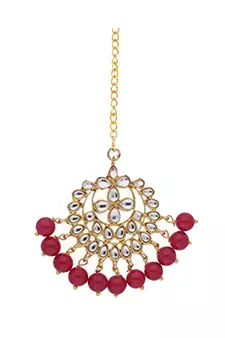 Traditional Kundan Studded with Pearls Maang Tikka for Women   