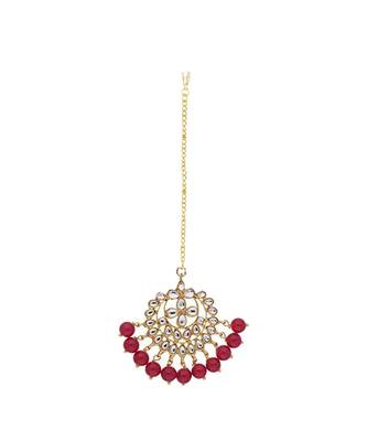 Traditional Kundan Studded with Pearls Maang Tikka for Women    3