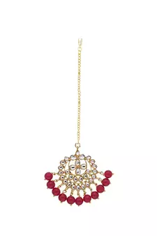 Traditional Kundan Studded with Pearls Maang Tikka for Women   