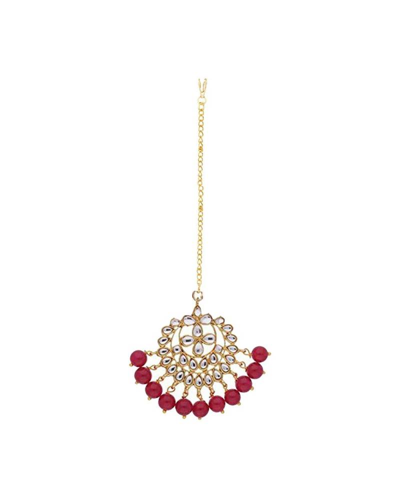 Traditional Kundan Studded with Pearls Maang Tikka for Women   