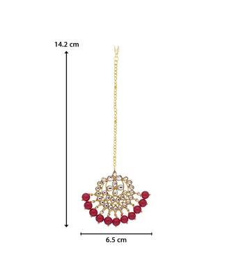 Traditional Kundan Studded with Pearls Maang Tikka for Women    4