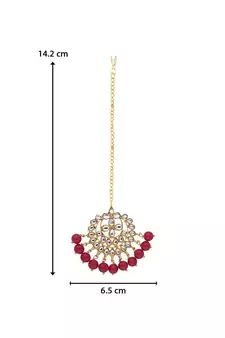 Traditional Kundan Studded with Pearls Maang Tikka for Women   