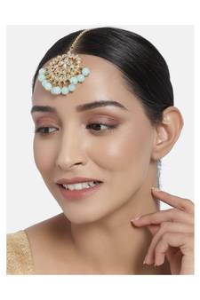 Traditional Kundan Studded with Pearls Maang Tikka for Women   (T7058)