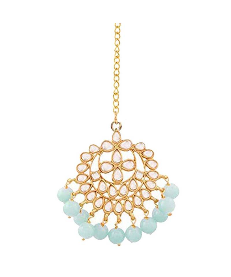 Traditional Kundan Studded with Pearls Maang Tikka for Women   