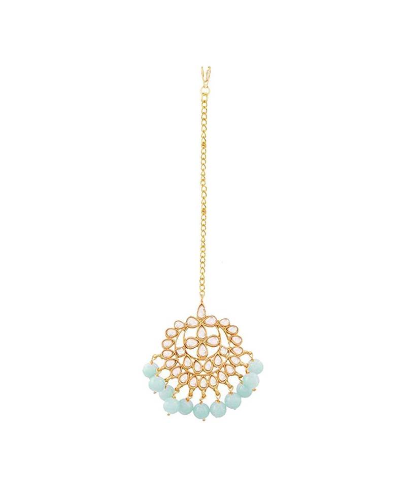 Traditional Kundan Studded with Pearls Maang Tikka for Women   
