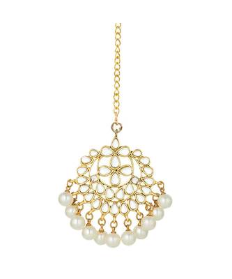 Traditional Kundan Studded with Pearls Maang Tikka for Women    2
