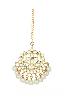 Traditional Kundan Studded with Pearls Maang Tikka for Women   