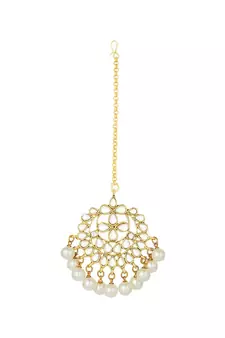 Traditional Kundan Studded with Pearls Maang Tikka for Women   