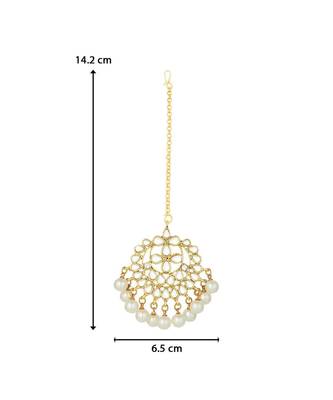 Traditional Kundan Studded with Pearls Maang Tikka for Women    4