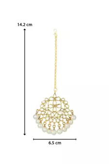 Traditional Kundan Studded with Pearls Maang Tikka for Women   
