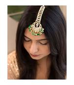 Traditional Kundan Pearl Chandbali Bridal Stylish Maang Tikka for Women 