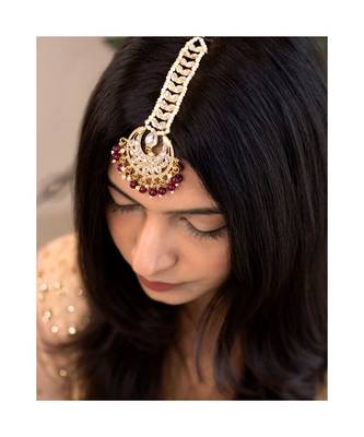 Traditional Kundan Pearl Chandbali Bridal Stylish Maang Tikka for Women (T2060) 1