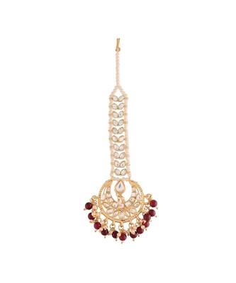 Traditional Kundan Pearl Chandbali Bridal Stylish Maang Tikka for Women (T2060) 2