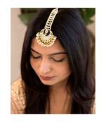 Traditional Kundan Pearl Chandbali Bridal Stylish Maang Tikka for Women 