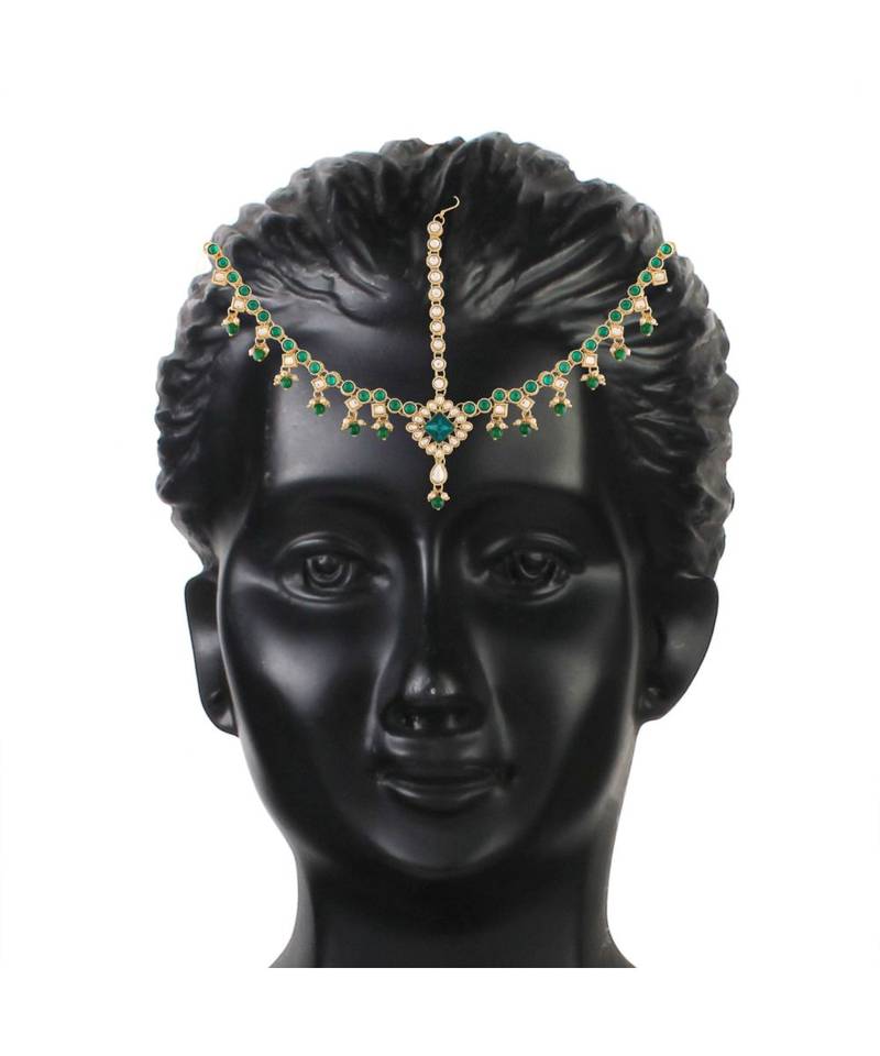Traditional Kundan Studded Bridal Matha Patti Maang Tikka for Women (T2057G)