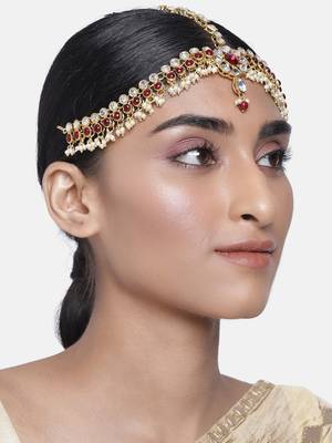 Traditional Kundan Studded Bridal Matha Patti Maang Tikka for Women (T2058M) 1