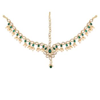 Traditional Kundan Studded Bridal Matha Patti Maang Tikka for Women (T2059G) 2