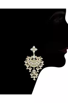 Traditional White Pearl & Kundan Studded Choker Necklace Jewellery Set For Women   