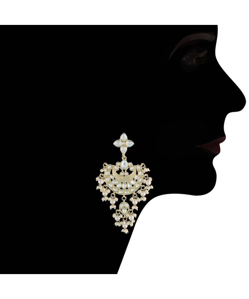 Traditional White Pearl & Kundan Studded Choker Necklace Jewellery Set For Women   