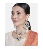 Traditional Meenakari Pearl & Kundan Studded Choker Necklace Jewellery Set For Women   