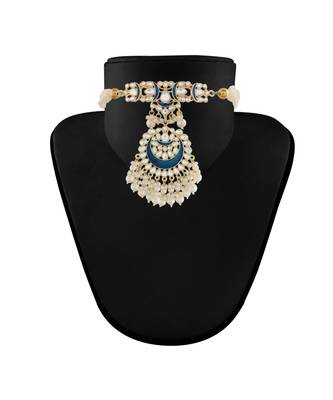Traditional Meenakari Pearl & Kundan Studded Choker Necklace Jewellery Set For Women    3