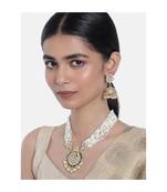 Traditional Multistrand Pearl Kundan Studded Necklace Jewellery Set For Women 