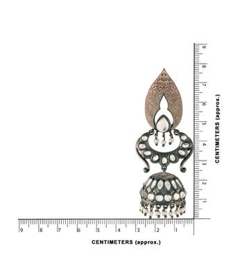 Silver Oxidised Traditional Meenakari Kundan & Stone Studded Jhumka Earrings For Women  3