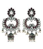 Silver Oxidised Traditional Kundan & Stone Studded Jhumka Earrings For Women (E2950ZM)