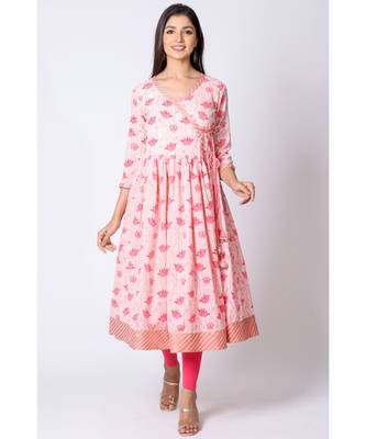 pink cotton printed   kurta 1