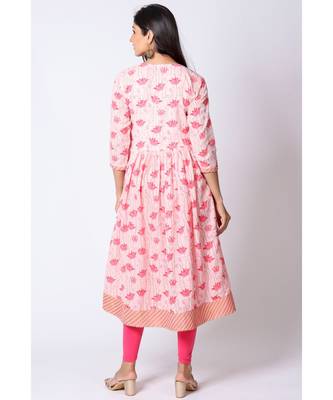 pink cotton printed   kurta 2