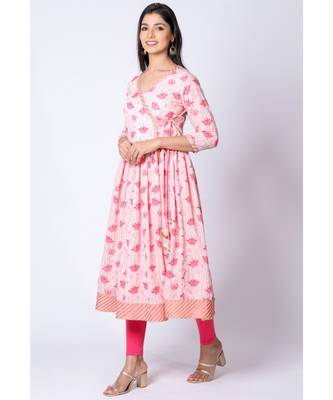 pink cotton printed   kurta 3