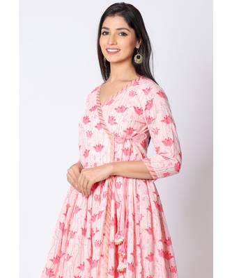 pink cotton printed   kurta 5