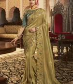 Chiku embroidered viscose saree with blouse